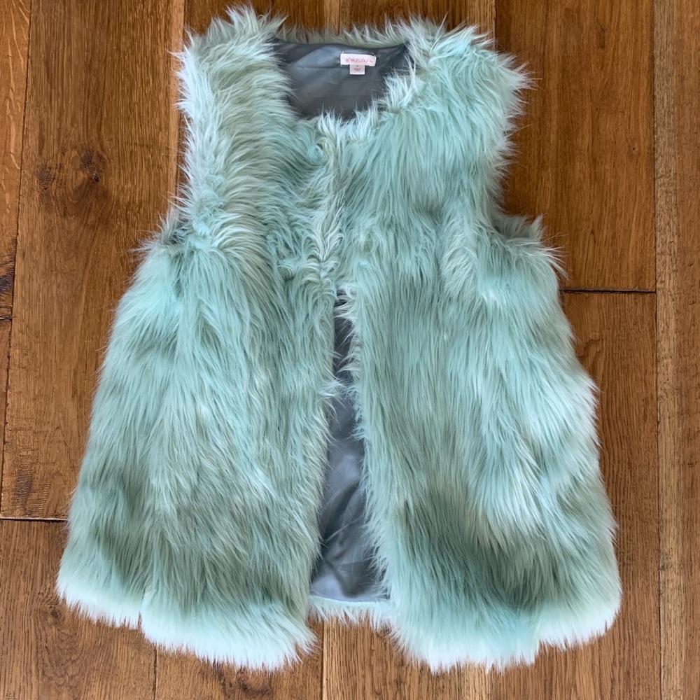 Light blue faux fur vest